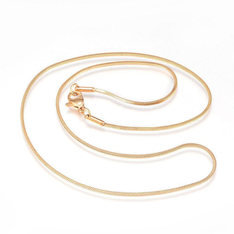 3pcs. 304 Stainless Steel Snake Chain Necklaces, Golden, 50cm 3pcs. 304 Stainless Steel Snake Chain Necklaces, Golden, 50cm