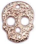 Rose Gold 3pcs. Alloy Skull with Floral Pattern, 26x33mm 3pcs. Alloy Skull with Floral Pattern, 26x33mm