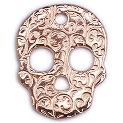Rose Gold 3pcs. Alloy Skull with Floral Pattern, 26x33mm 3pcs. Alloy Skull with Floral Pattern, 26x33mm