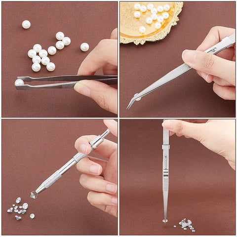 4 Pcs 4 Style Stainless Steel Tweezers & 4-Claw Pick up Tool for Small Parts Pickup 4 Pcs 4 Style Stainless Steel Tweezers & 4-Claw Pick up Tool for Small Parts Pickup