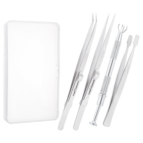 4 Pcs 4 Style Stainless Steel Tweezers & 4-Claw Pick up Tool for Small Parts Pickup 4 Pcs 4 Style Stainless Steel Tweezers & 4-Claw Pick up Tool for Small Parts Pickup
