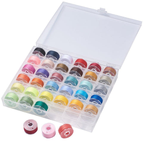 402 Polyester Sewing Thread, Plastic Bobbins and Clear Box, Mixed Color 402 Polyester Sewing Thread, Plastic Bobbins and Clear Box, Mixed Color