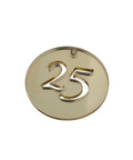 40mm Round Acrylic Gold Mirror with '25' Luck Charm 40mm Round Acrylic Gold Mirror with '25' Charm Glossy Pendant