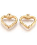 6pcs, 304 Stainless Steel Heart Pendant, Golden, 18mm 6pcs, 304 Stainless Steel Heart Pendant, Golden, 18mm