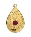 24KT Gold Plated / Red 6pcs. Alloy Drop with Textured Pattern, 18x27mm 6pcs. Alloy Drop with Textured Pattern, 18x27mm