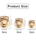 6pcs Light Gold Tuck Lock Clasps | 3 Styles Zinc Alloy Purse Thumb Locks for Bag Repair 6pcs Light Gold Tuck Lock Clasps | 3 Styles Zinc Alloy Purse Thumb Locks for Bag Repair