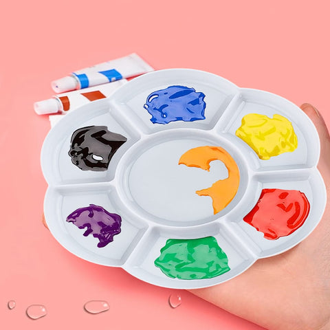 7-Compartment Plastic Watercolor & Oil Paint Palette – Flower Shape, White 7-Compartment Plastic Watercolor & Oil Paint Palette – Flower Shape, White