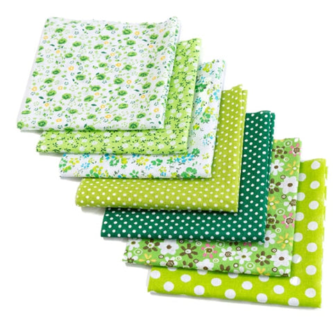 YELLOW GREEN 7Pcs Printed Cotton Fabric Squares for Patchwork, 25x25cm 7Pcs Printed Cotton Fabric Squares for Patchwork, 25x25cm