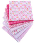 DEEP PINK 7Pcs Printed Cotton Fabric Squares for Patchwork, 25x25cm 7Pcs Printed Cotton Fabric Squares for Patchwork, 25x25cm