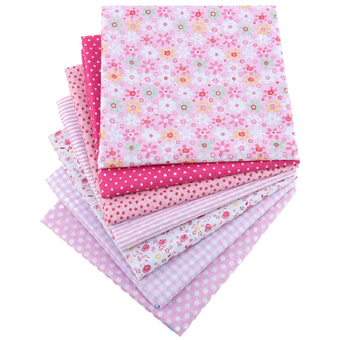 DEEP PINK 7Pcs Printed Cotton Fabric Squares for Patchwork, 25x25cm 7Pcs Printed Cotton Fabric Squares for Patchwork, 25x25cm
