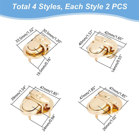 8Pcs Purse Thumb Locks, Light Gold Bag Hardware, Replacement Accessories for DIY Handbags 8Pcs Purse Thumb Locks, Light Gold Bag Hardware, Replacement Accessories for DIY Handbags