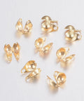 90pcs. 304 Stainless Steel, Clamshell Knot Cover, Golden, 6mm 304 Stainless Steel Bead Tips, Calotte Ends, Clamshell Knot Cover, Golden, 6mm