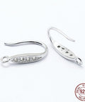 925 Sterling Silver, with Micro Pave Cubic Zirconia Earring Hooks, Rhodium Plated, 16x3mm (1 PAIR) 925 Sterling Silver, with Micro Pave Cubic Zirconia Earring Hooks, Rhodium Plated, 16x3mm (1 PAIR)