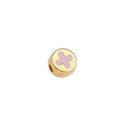 24KT Gold Plated / Pink 9pcs, Alloy Slider Cross Bead, 7.2x7.4mm 9pcs, Alloy Slider Cross Bead, 7.2x7.4mm