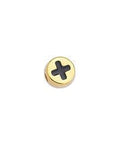 24KT Gold Plated / Black 9pcs, Alloy Slider Cross Bead, 7.2x7.4mm 9pcs, Alloy Slider Cross Bead, 7.2x7.4mm