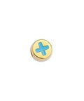 24KT Gold Plated / Sky Blue 9pcs, Alloy Slider Cross Bead, 7.2x7.4mm 9pcs, Alloy Slider Cross Bead, 7.2x7.4mm