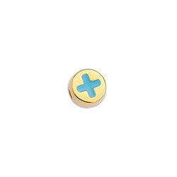 24KT Gold Plated / Sky Blue 9pcs, Alloy Slider Cross Bead, 7.2x7.4mm 9pcs, Alloy Slider Cross Bead, 7.2x7.4mm