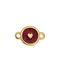 24k GOLD PLATED 9pcs. Round Alloy Motif with Heart, 15x10mm 9pcs. Round Alloy Motif with Heart, 15x10mm