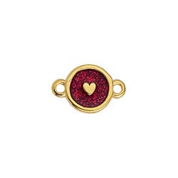24k GOLD PLATED 9pcs. Round Alloy Motif with Heart, 15x10mm 9pcs. Round Alloy Motif with Heart, 15x10mm