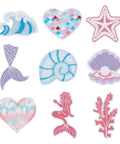 9Pcs Sea Theme Embroidery Patches – Iron On / Sew On Cloth Appliques Sea Theme Embroidery Patches 9pcs
