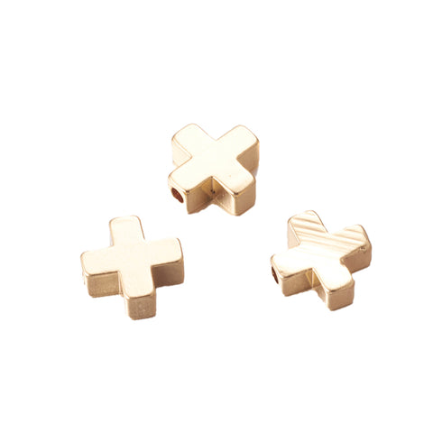 Brass Connector Slider Cross Beads – Real 18K Gold Plated, 8mm | Spacer Beads for Jewelry