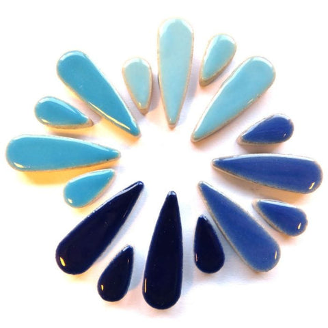 Ceramic Teardrop Mosaic Tiles – Mixed Sizes, 100g Pack