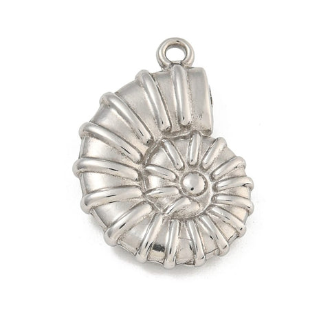 STAINLESS STEEL COLOR 304 Stainless Steel Snail Shell Pendant Charm – 22mm 304 Stainless Steel Snail Shell Pendant Charm – 22mm