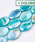 AB Color Dyed Freshwater Shell Beads, Oval AB Color Dyed Freshwater Shell Beads, Oval