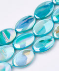 SKY BLUE AB Color Dyed Freshwater Shell Beads, Oval AB Color Dyed Freshwater Shell Beads, Oval