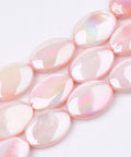 LAVENDER BLUSH AB Color Dyed Freshwater Shell Beads, Oval AB Color Dyed Freshwater Shell Beads, Oval