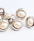 ABS Plastic Shank Buttons, with Plastic Imitation Pearl, Oval, 15mm ABS Plastic Shank Buttons, with Plastic Imitation Pearl, Oval, 15mm