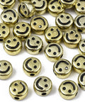 GOLDEN Acrylic Beads, Flat Round with Black Smiling Face, 7x4mm Acrylic Beads, Flat Round with Black Smiling Face, 7x4mm