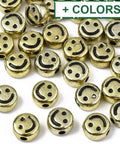 Acrylic Beads, Flat Round with Black Smiling Face, 7x4mm Acrylic Beads, Flat Round with Black Smiling Face, 7x4mm