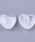 Acrylic Beads, Imitation Gemstone, Heart, Clear & White, 16.5mm Acrylic Beads, Imitation Gemstone, Heart, Clear & White, 16.5mm