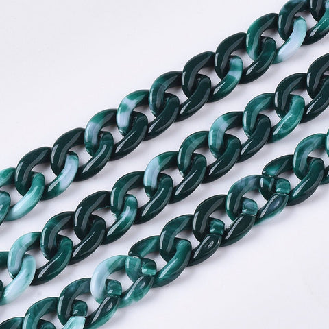 DARK SLATE GREY Acrylic Handmade Curb Chains, 14x10mm Acrylic Handmade Curb Chains, 14x10mm