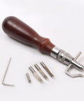 Adjustable Leather Stitching Groover, Sew Crease Leather Carving Cutting Edging Tools, with Wood Handle Adjustable Leather Stitching Groover, Sew Crease Leather Carving Cutting Edging Tool