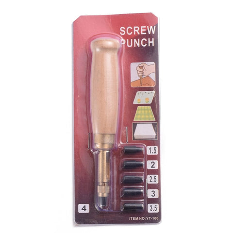Adjustable Screw Hole Punch Bookbinding Tool – Wood Handle & Iron Tips for Leathercraft, Paper, and DIY Projects Adjustable Screw Hole Punch Bookbinding Tool – Wood Handle & Iron Tips for Leathercraft, Paper, and DIY Projects