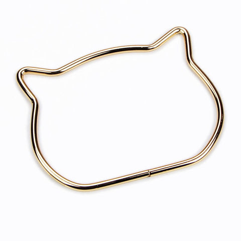 GOLDEN Alloy Bag Handle, Cat Head Design, 7.3x10.5x0.5cm Alloy Bag Handle, Cat Head Design, 7.3x10.5x0.5cm