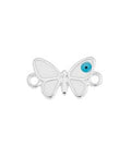 Silver Antique / White with Eye Alloy Butterfly Motif, 17x9mm Alloy Butterfly Motif, 17x9mm