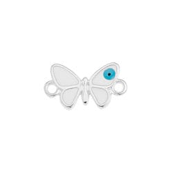 Silver Antique / White with Eye Alloy Butterfly Motif, 17x9mm Alloy Butterfly Motif, 17x9mm