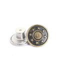 STAR ANTIQUE BRONZE 17MM DIAMETER / NAIL 7MM Alloy Button Pins for Jeans, Nautical Buttons, Garment Accessories, Round Alloy Button Pins for Jeans, Nautical Buttons, Garment Accessories, Round