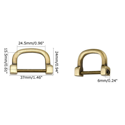 24x37x5mm Alloy D Rings, Buckle Clasps for Bags, Antique Bronze Alloy D Rings, Buckle Clasps for Bags, Antique Bronze