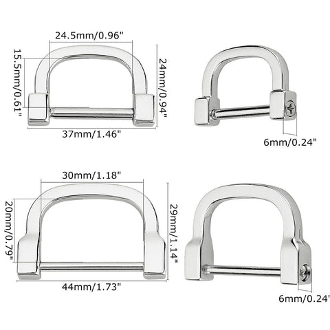 Alloy D Rings, Buckle Clasps for Bags, Platinum Alloy D Rings, Buckle Clasps for Bags, Platinum