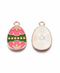 Pink with Flowers Alloy Enamel Pendants, Easter Egg  22x14x1.5mm Alloy Enamel Pendants, Easter Egg  22x14x1.5mm