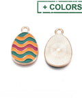 Orange with Stripes Alloy Enamel Pendants, Easter Egg  22x14x1.5mm Alloy Enamel Pendants, Easter Egg  22x14x1.5mm