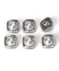 PLATINUM Alloy Shank Buttons, with Plastic Imitation Pearl Beads, Square, 10.5x10.5mm Alloy Shank Buttons, with Plastic Imitation Pearl Beads, Square, 10.5x10.5mm