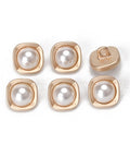 GOLDEN Alloy Shank Buttons, with Plastic Imitation Pearl Beads, Square, 10.5x10.5mm Alloy Shank Buttons, with Plastic Imitation Pearl Beads, Square, 10.5x10.5mm