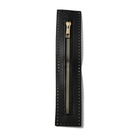 BLACK Alloy Zipper, PU Leather Frame, for Bag / Purse Making, Rectangle, 270x55x2.5mm Alloy Zipper, PU Leather Frame, for Bag / Purse Making, Rectangle, 270x55x2.5mm