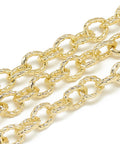 Aluminum Cable Chains, Textured, Unwelded, Oval, Light Gold, 12x10x2.5mm Aluminum Cable Chains, Textured, Unwelded, Oval, Light Gold, 12x10x2.5mm