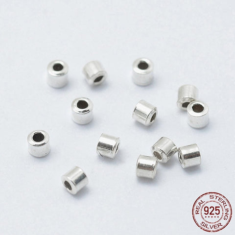 Anti-Tarnish Rhodium Plated 925 Sterling Silver Crimp Beads, Tube, Platinum Anti-Tarnish Rhodium Plated 925 Sterling Silver Crimp Beads, Tube, Platinum